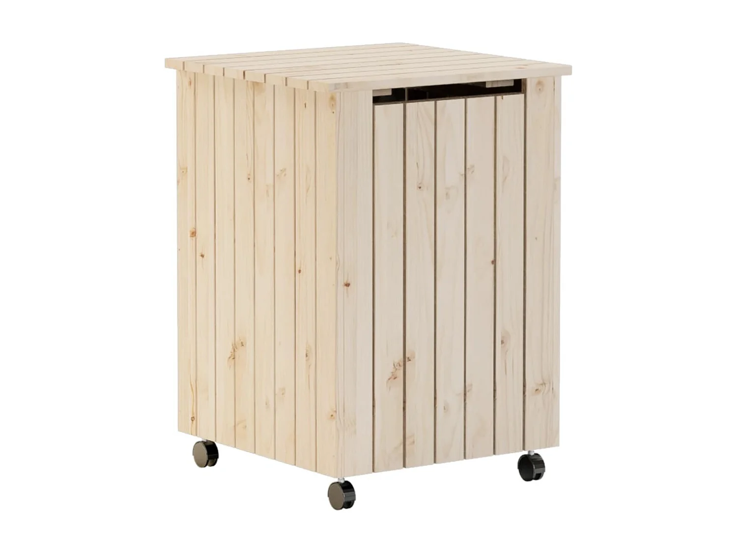 Panier à linge et roulettes RANA 45x45x64 cm bois massif de pin