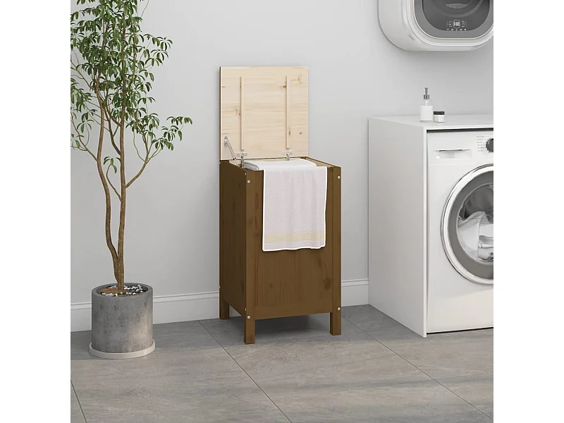 Contenitore per la biancheria Marrone miele 44x44x76 cm Legno massello di pino