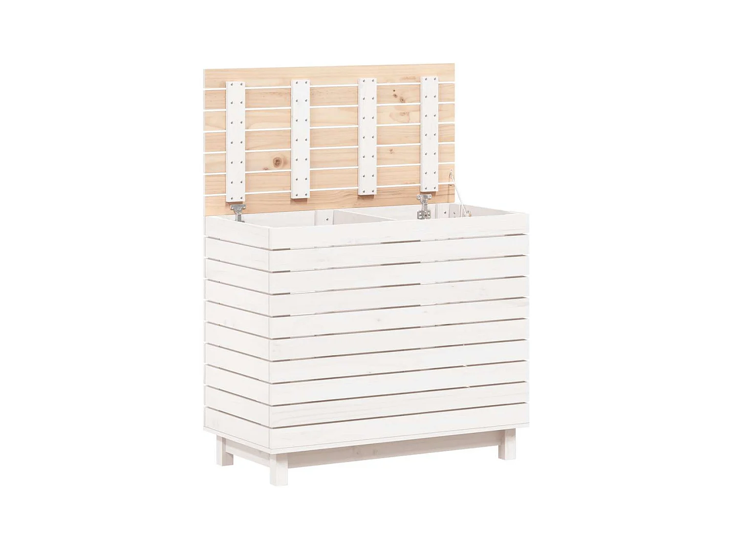 Panier à linge blanc 88,5x44x76 cm Bois massif de pin