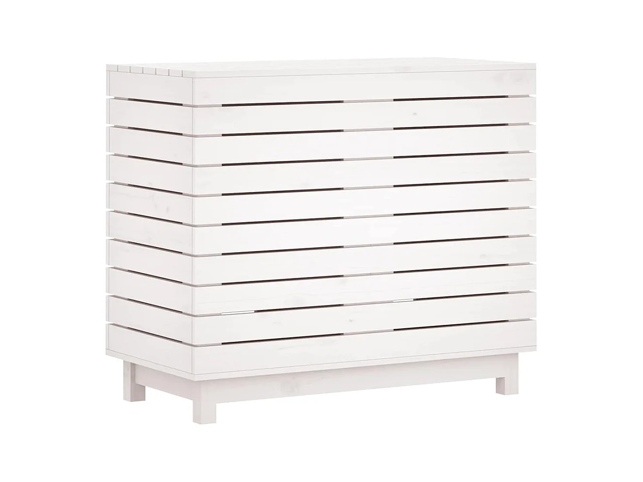 Panier à linge blanc 88,5x44x76 cm Bois massif de pin