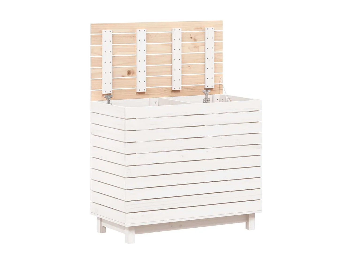 Panier à linge blanc 88,5x44x76 cm Bois massif de pin