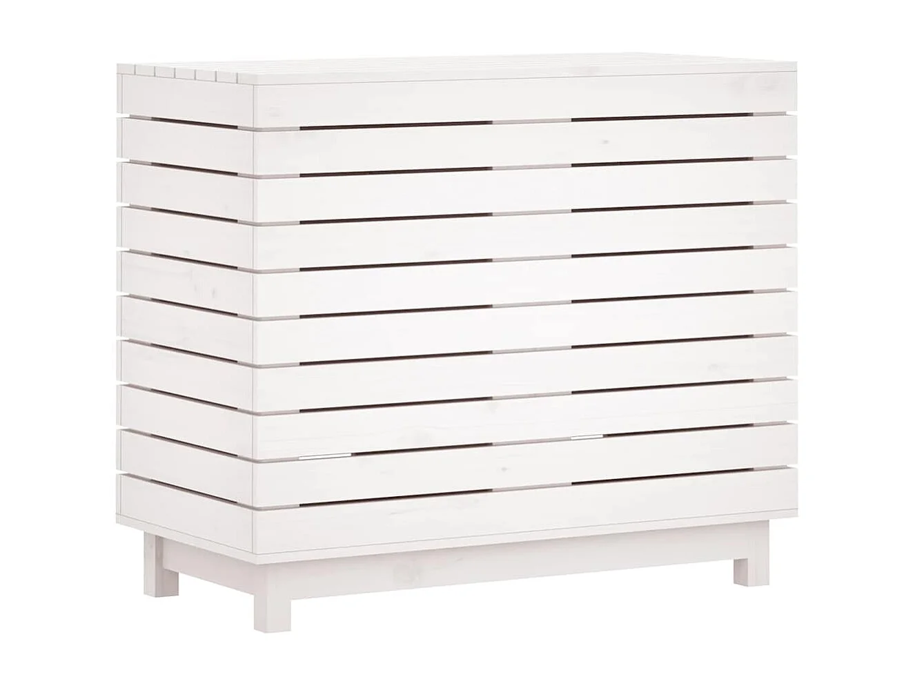 Panier à linge blanc 88,5x44x76 cm Bois massif de pin