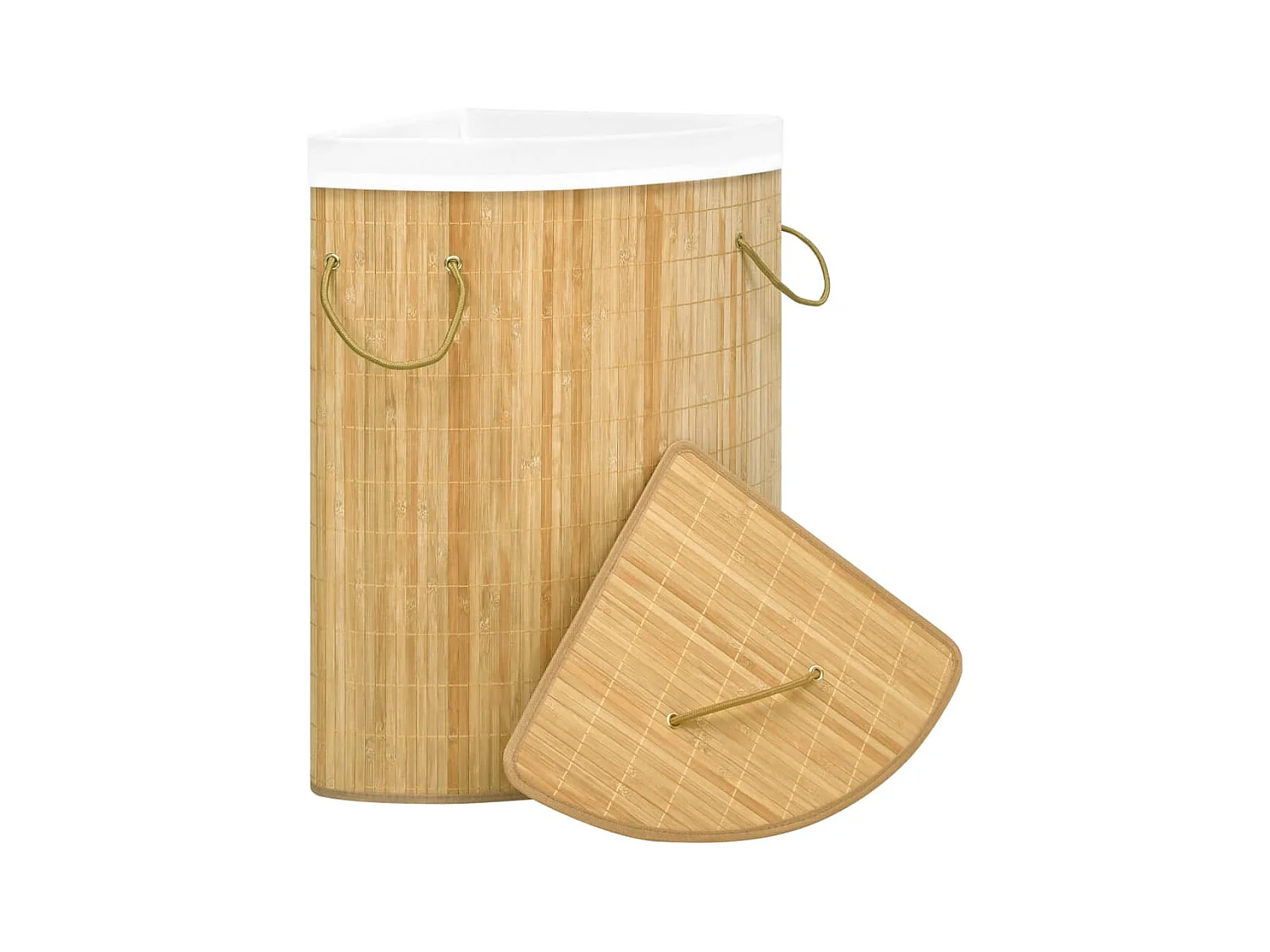 Panier à linge d'angle Bambou 60 L