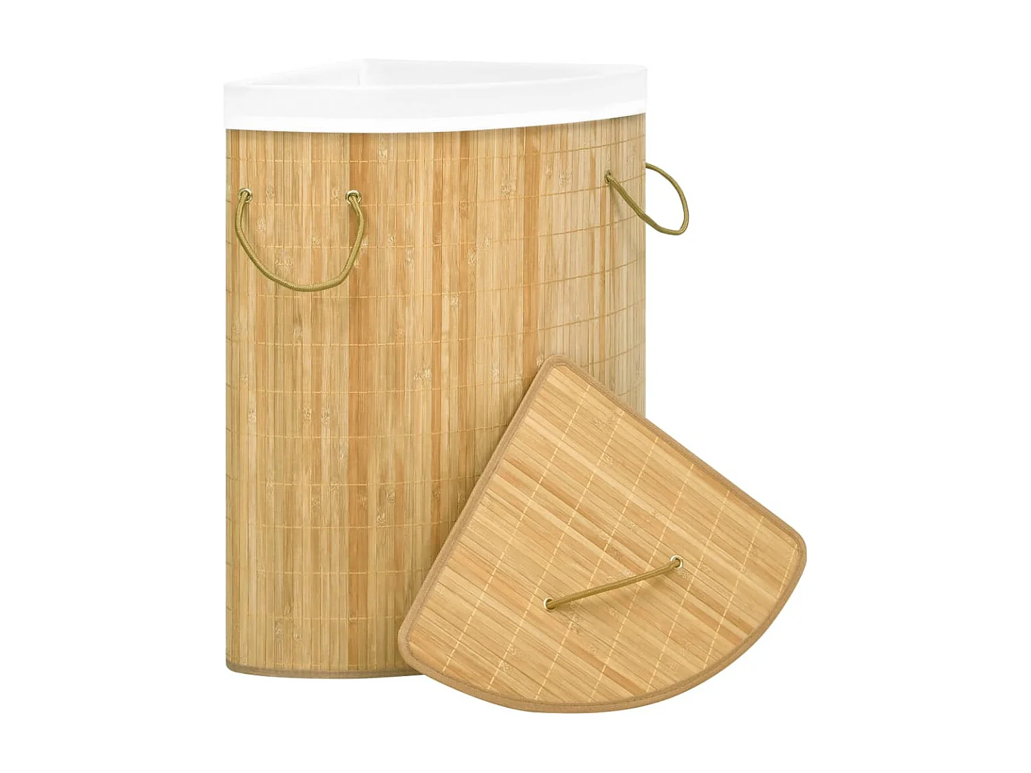 Panier à linge d'angle Bambou 60 L