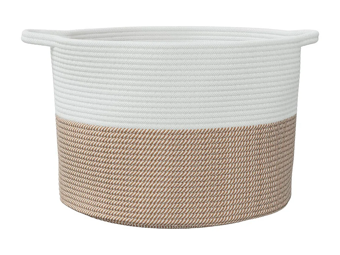 Panier à linge marron et blanc Ø55x36 cm coton