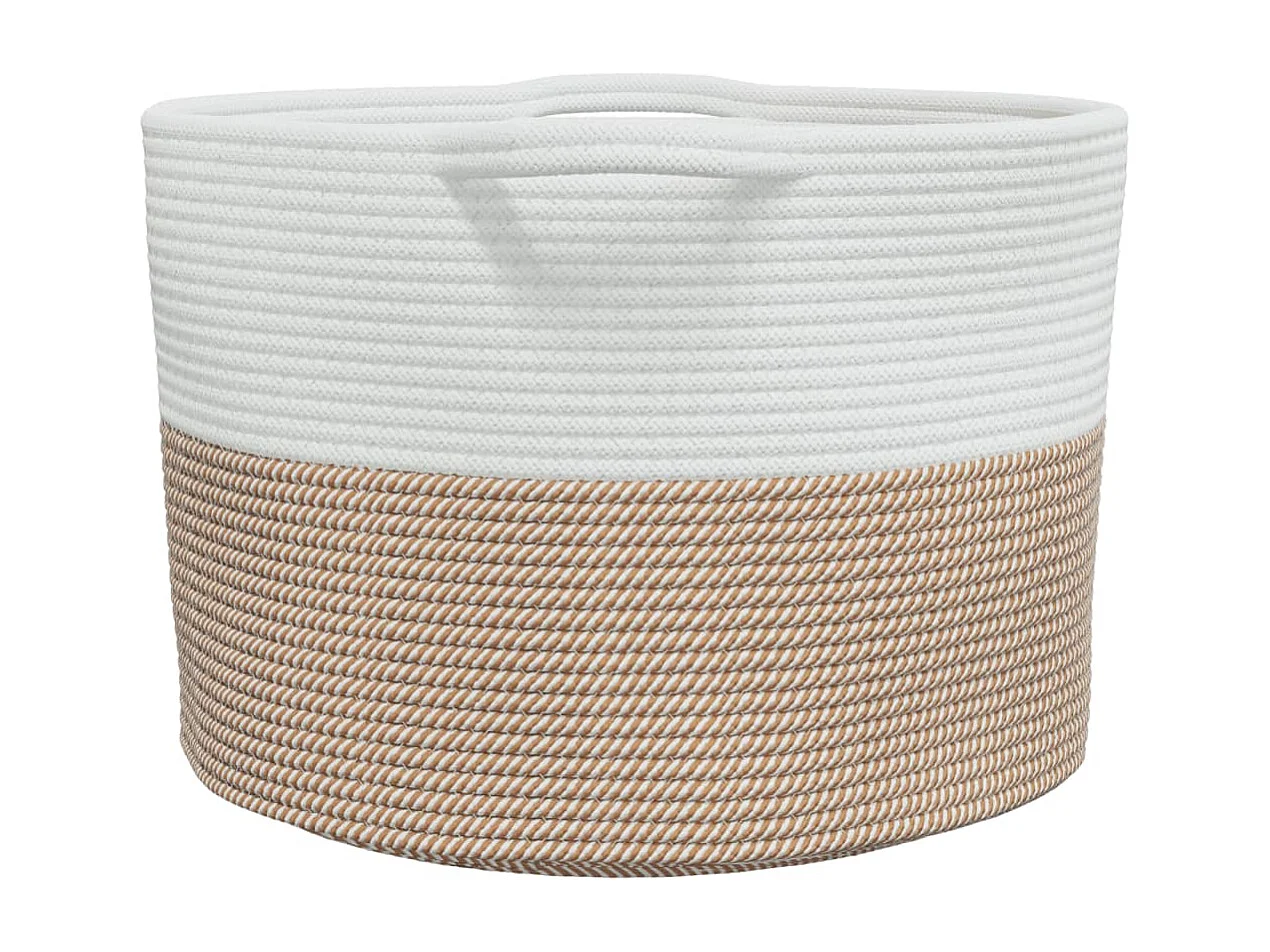 Panier à linge marron et blanc Ø55x36 cm coton