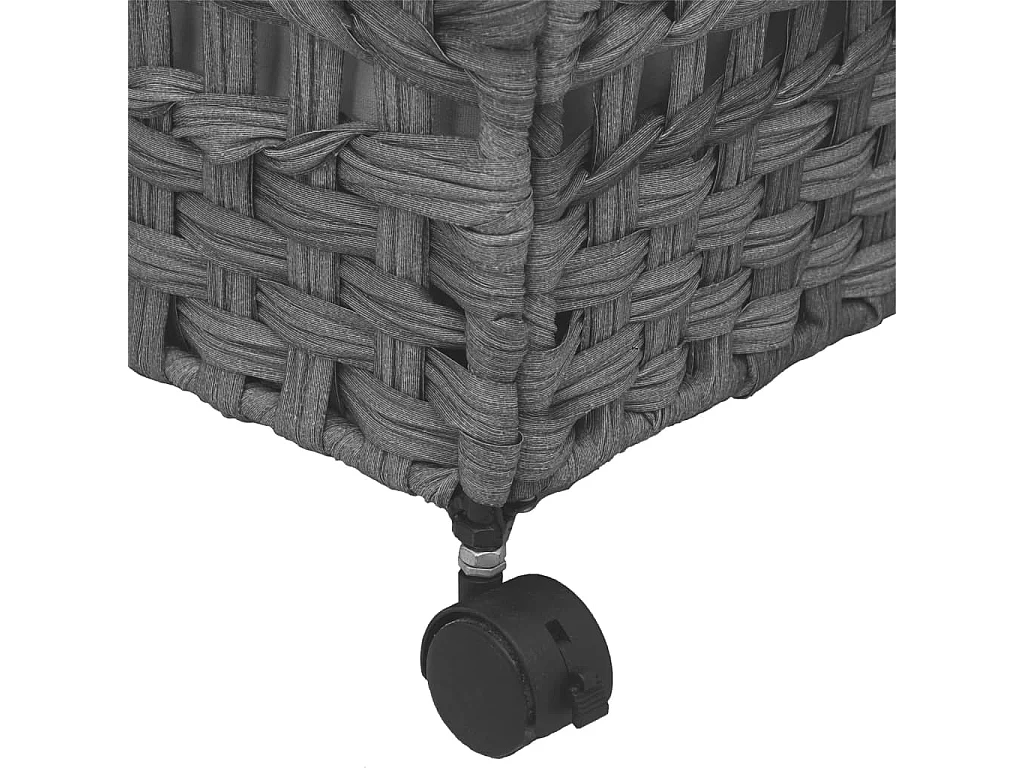 Panier à linge avec roulettes gris 66x35x60 cm résine tressée