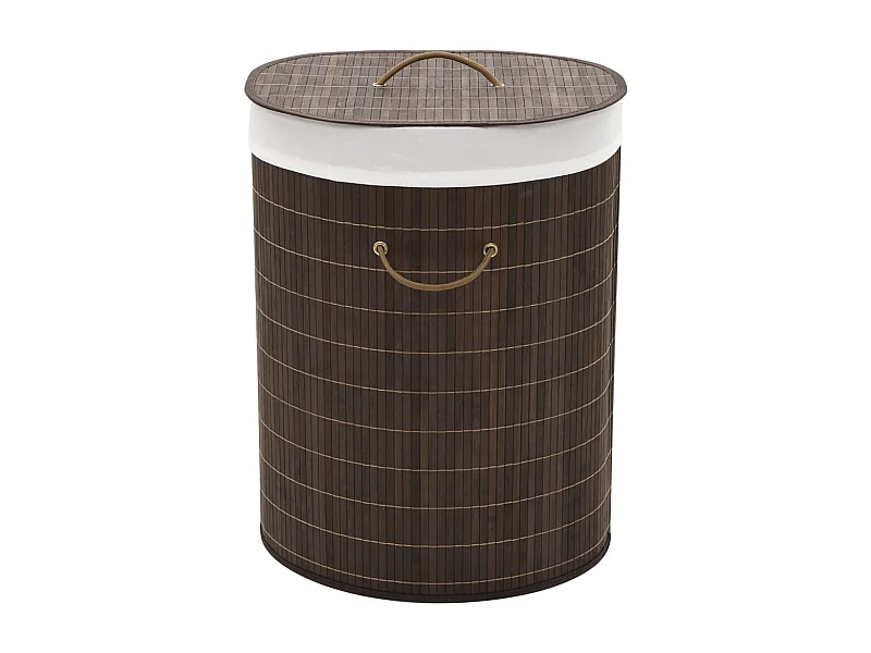 Cesta de lavandería ovalada de bambú marrón oscuro