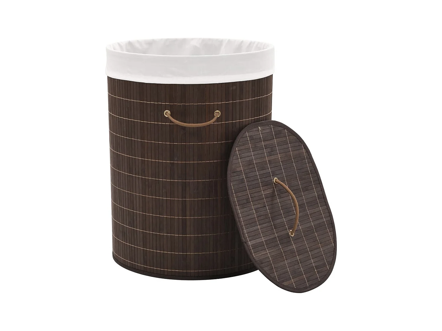 Panier à linge ovale Bambou Marron foncé