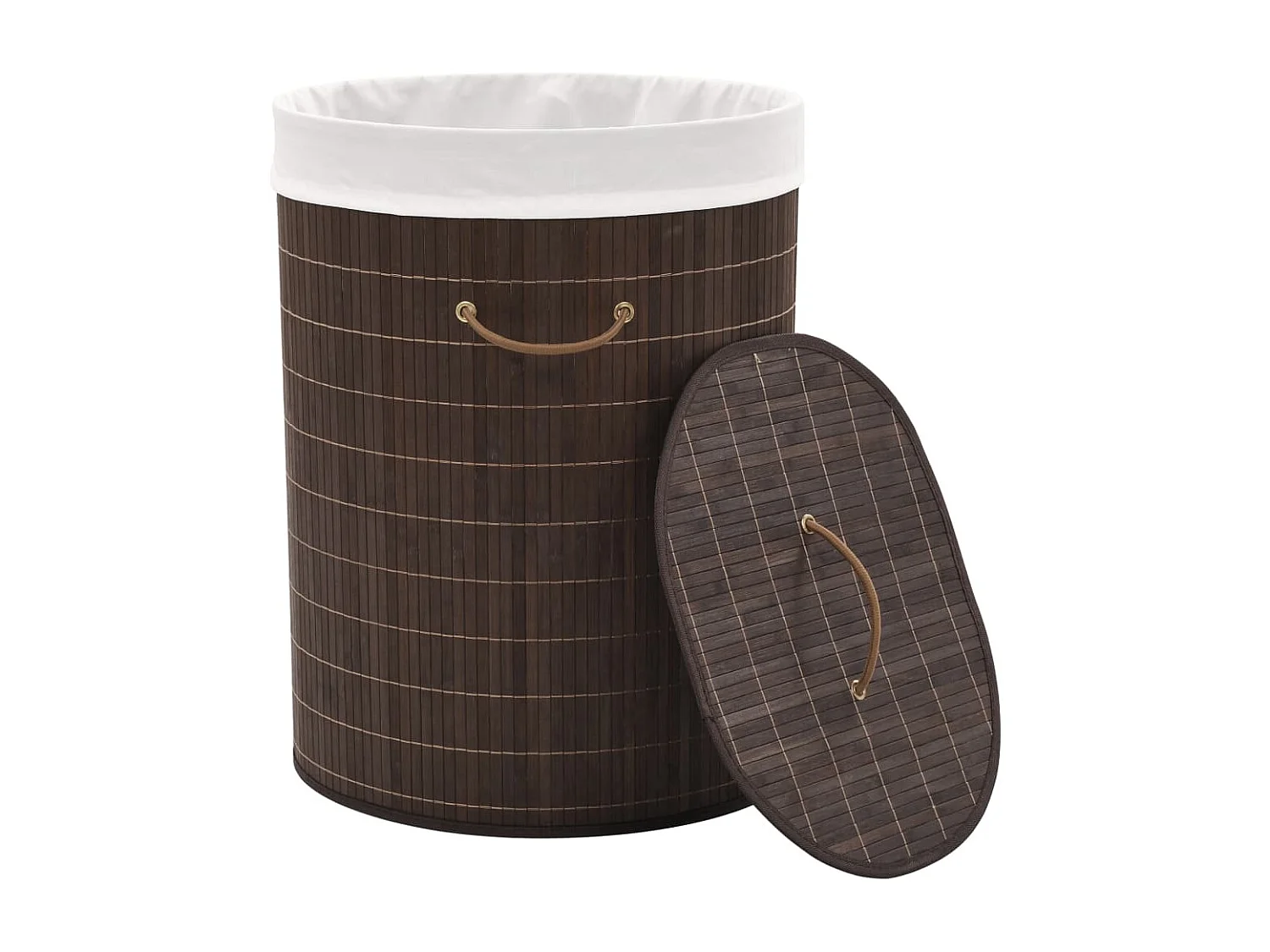 Panier à linge ovale Bambou Marron foncé