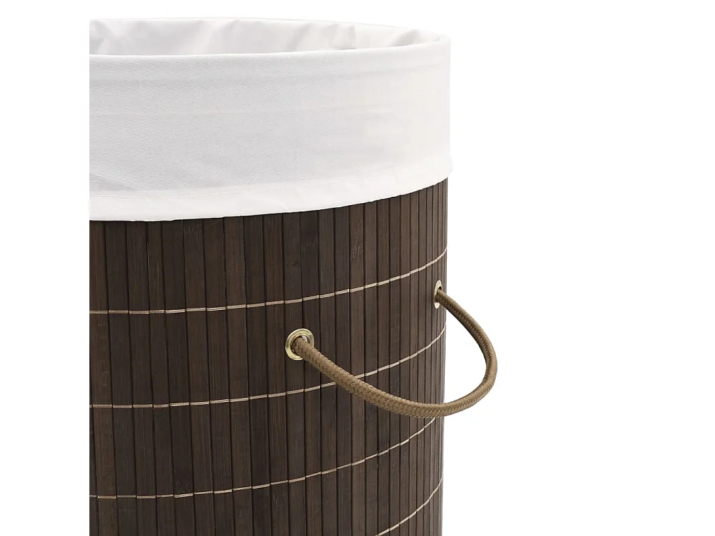 Panier à linge rond en bambou Marron foncé