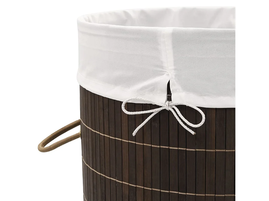 Panier à linge rond en bambou Marron foncé
