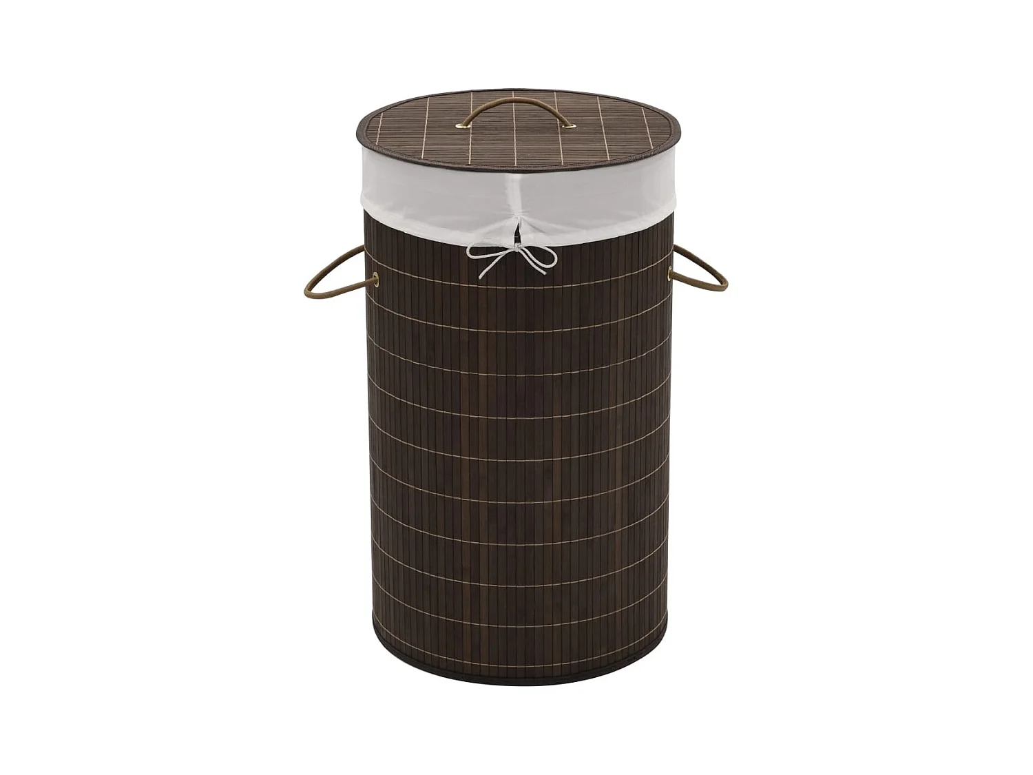 Panier à linge rond en bambou Marron foncé