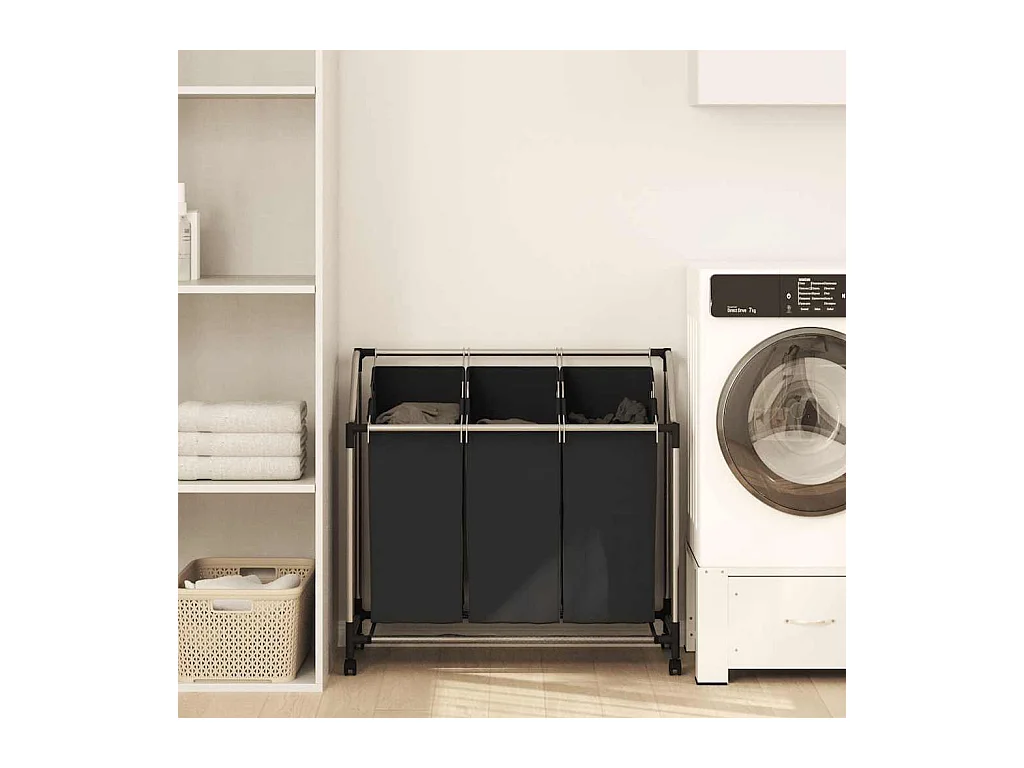 Wassorteerder met 3 zakken Zwart Staal