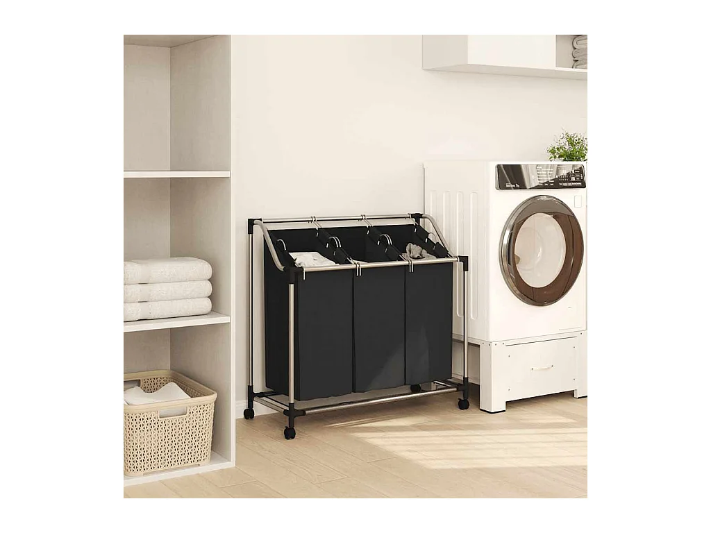 Wassorteerder met 3 zakken Zwart Staal