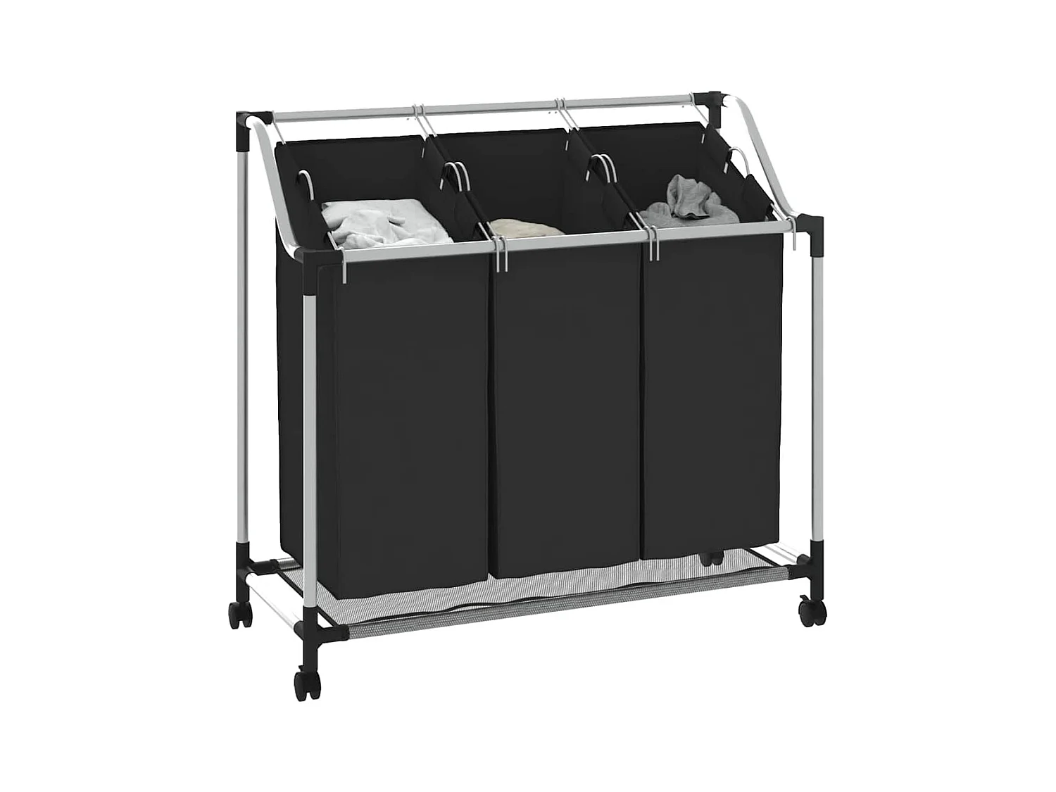 Wassorteerder met 3 zakken Zwart Staal