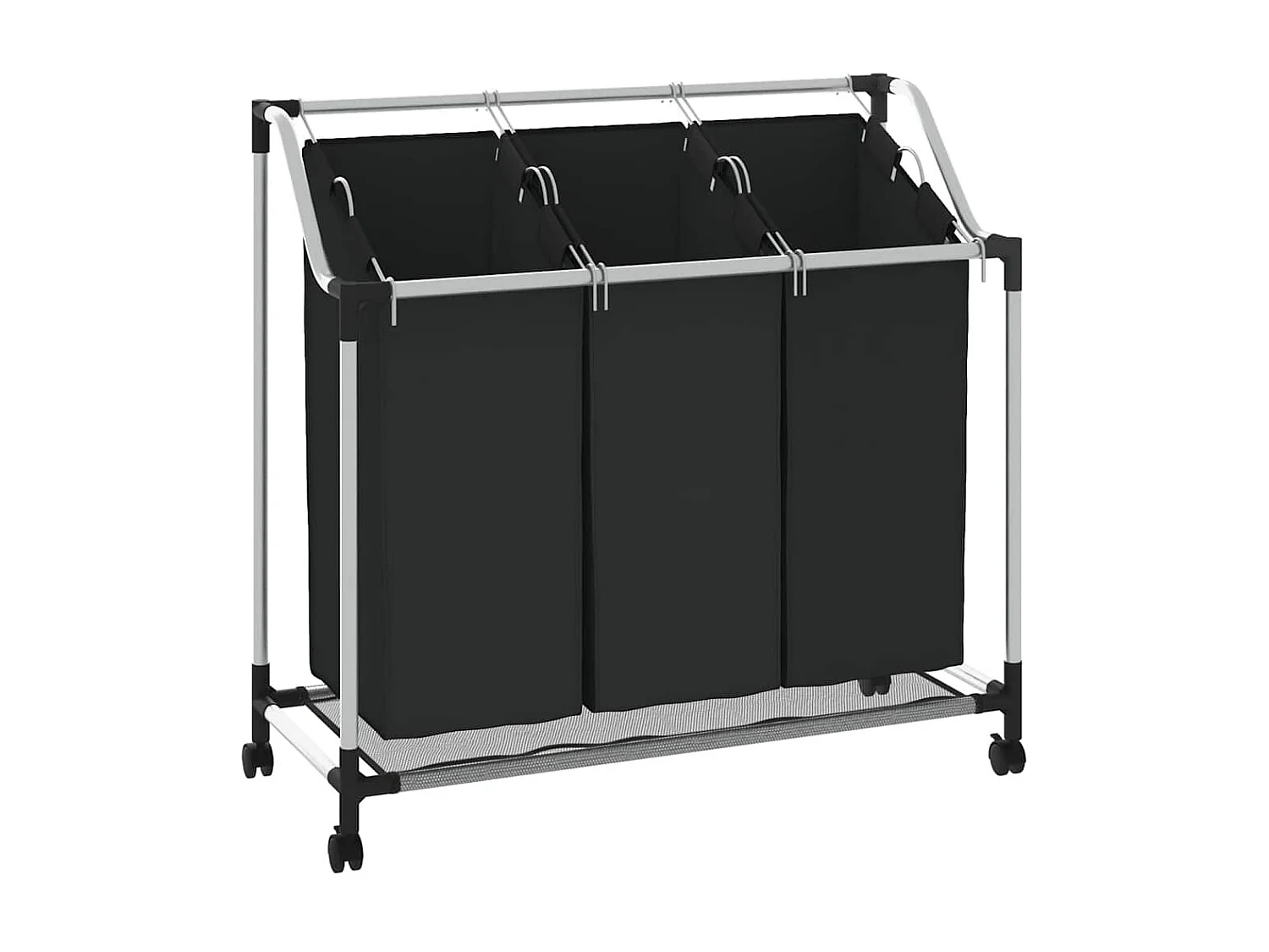 Trieuse à linge avec 3 sacs Noir Acier