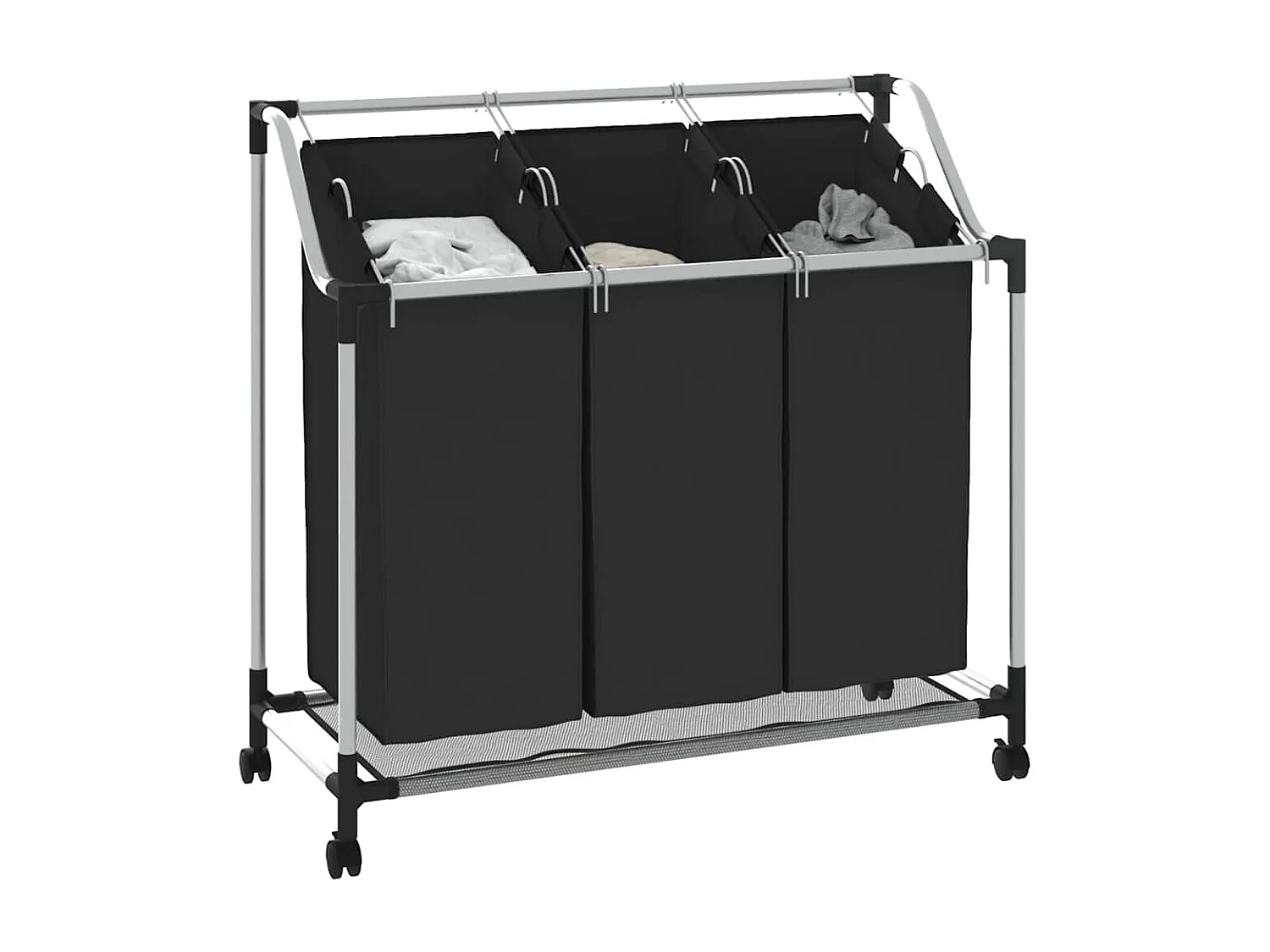 Trieuse à linge avec 3 sacs Noir Acier