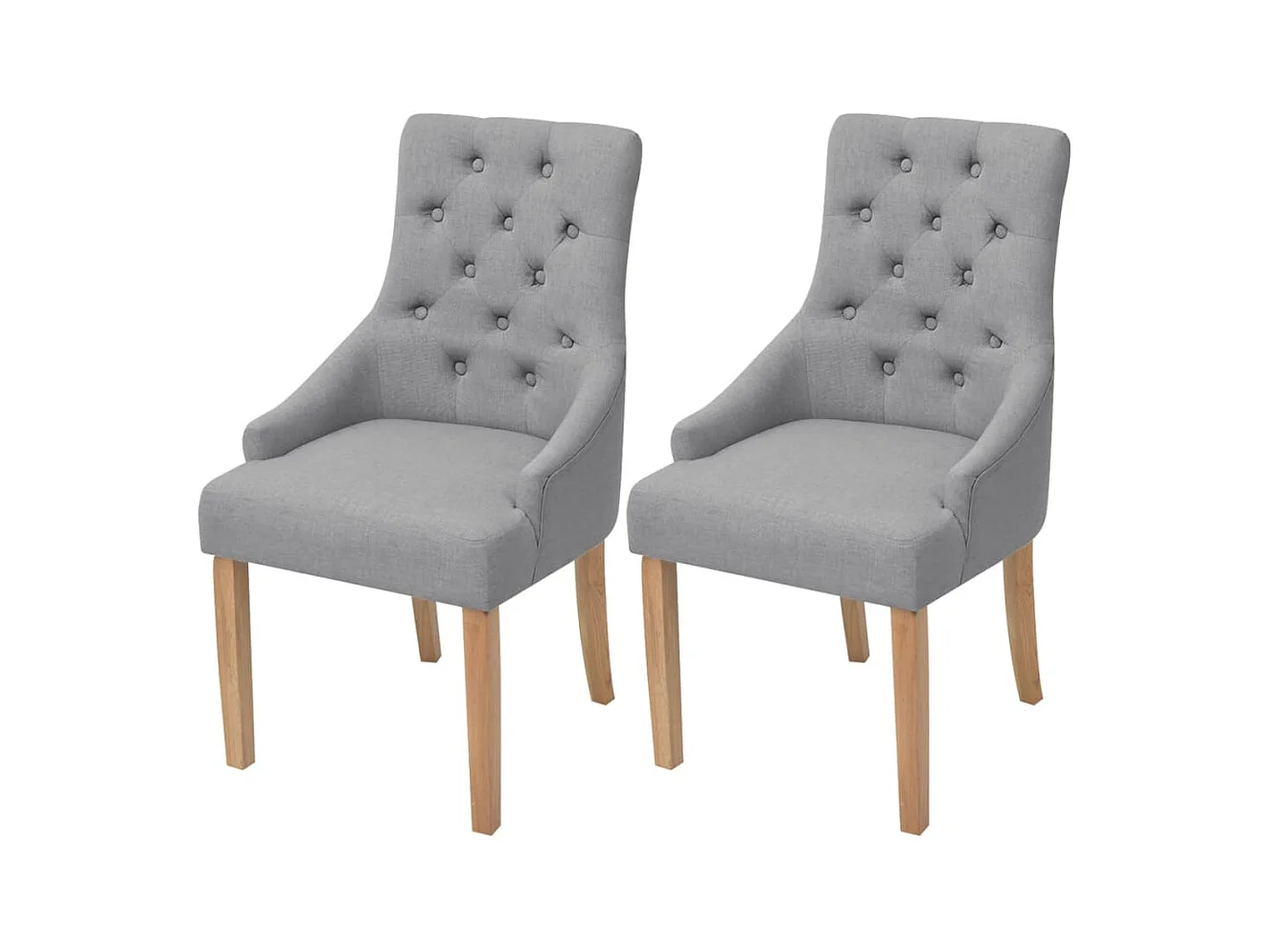 Juego de 2 sillas de comedor de tela gris claro