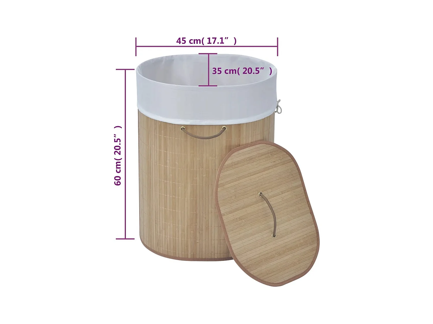 Panier à linge ovale Bambou naturel