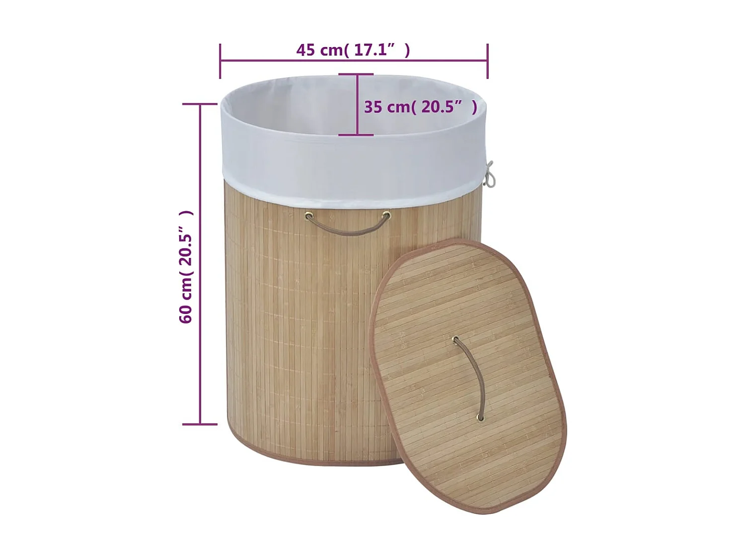 Panier à linge ovale Bambou naturel