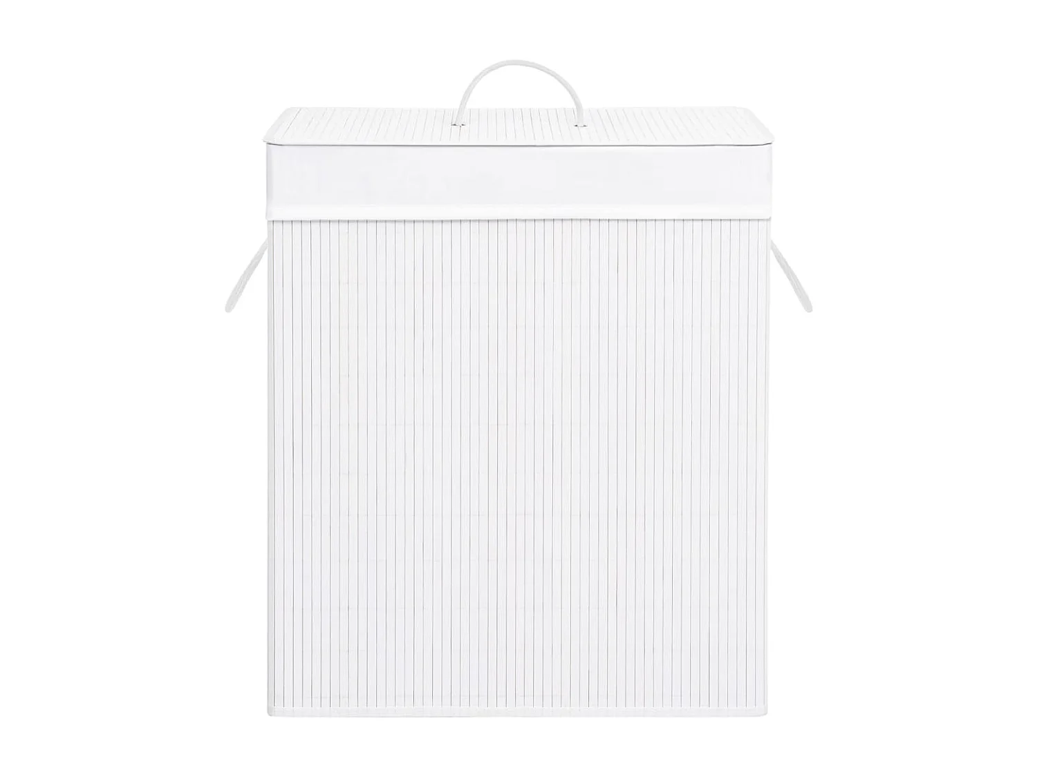 Wäschekorb mit Einzelfach aus weißem Bambus, 83 L