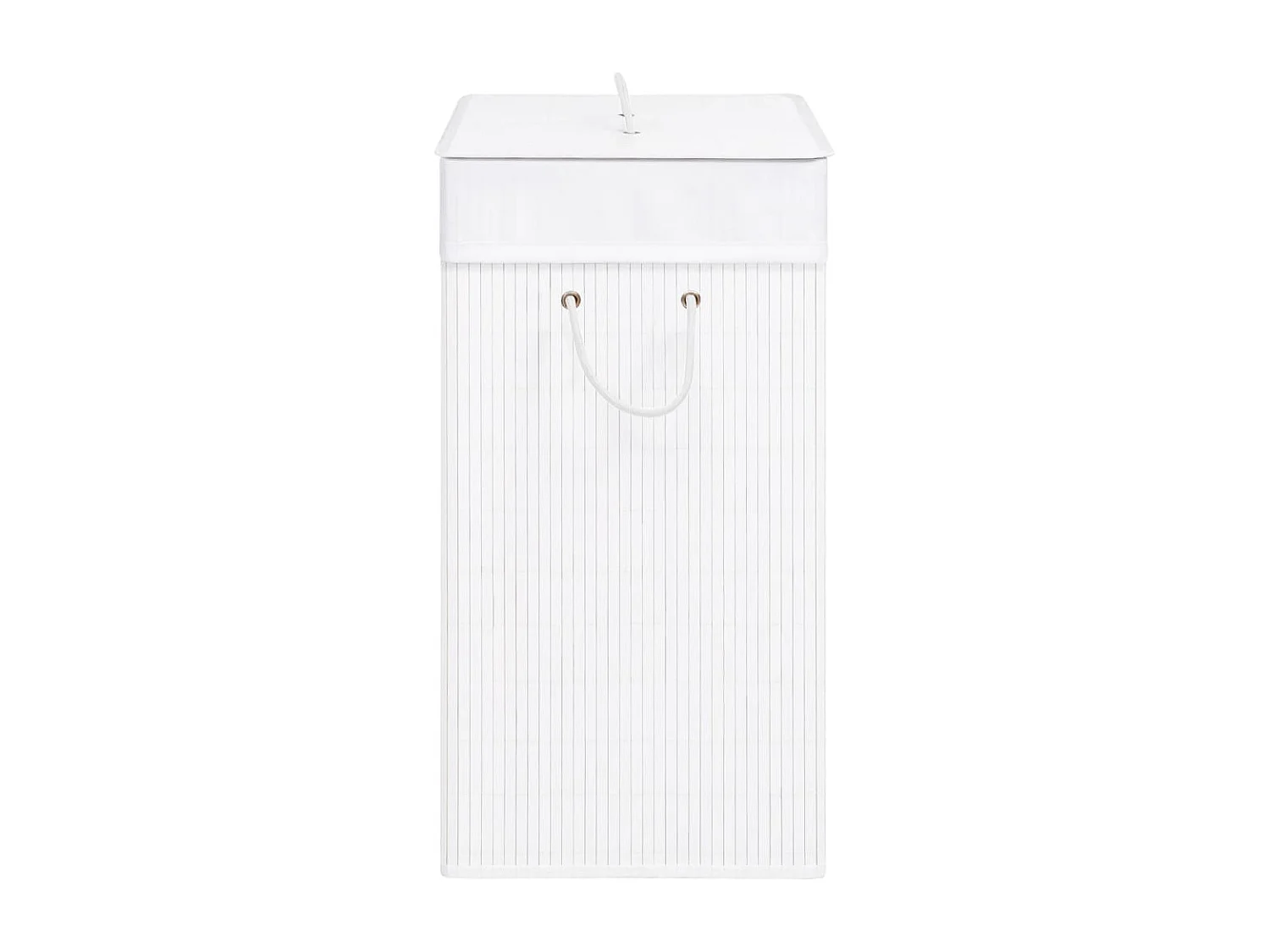 Wäschekorb mit Einzelfach aus weißem Bambus, 83 L