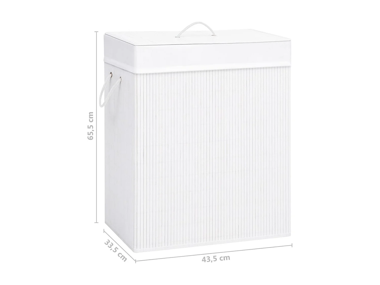 Wäschekorb mit Einzelfach aus weißem Bambus, 83 L