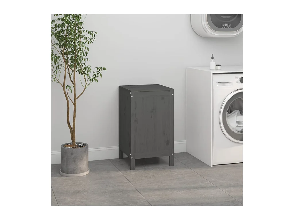 Boîte à linge Gris 44x44x76 cm Bois massif de pin