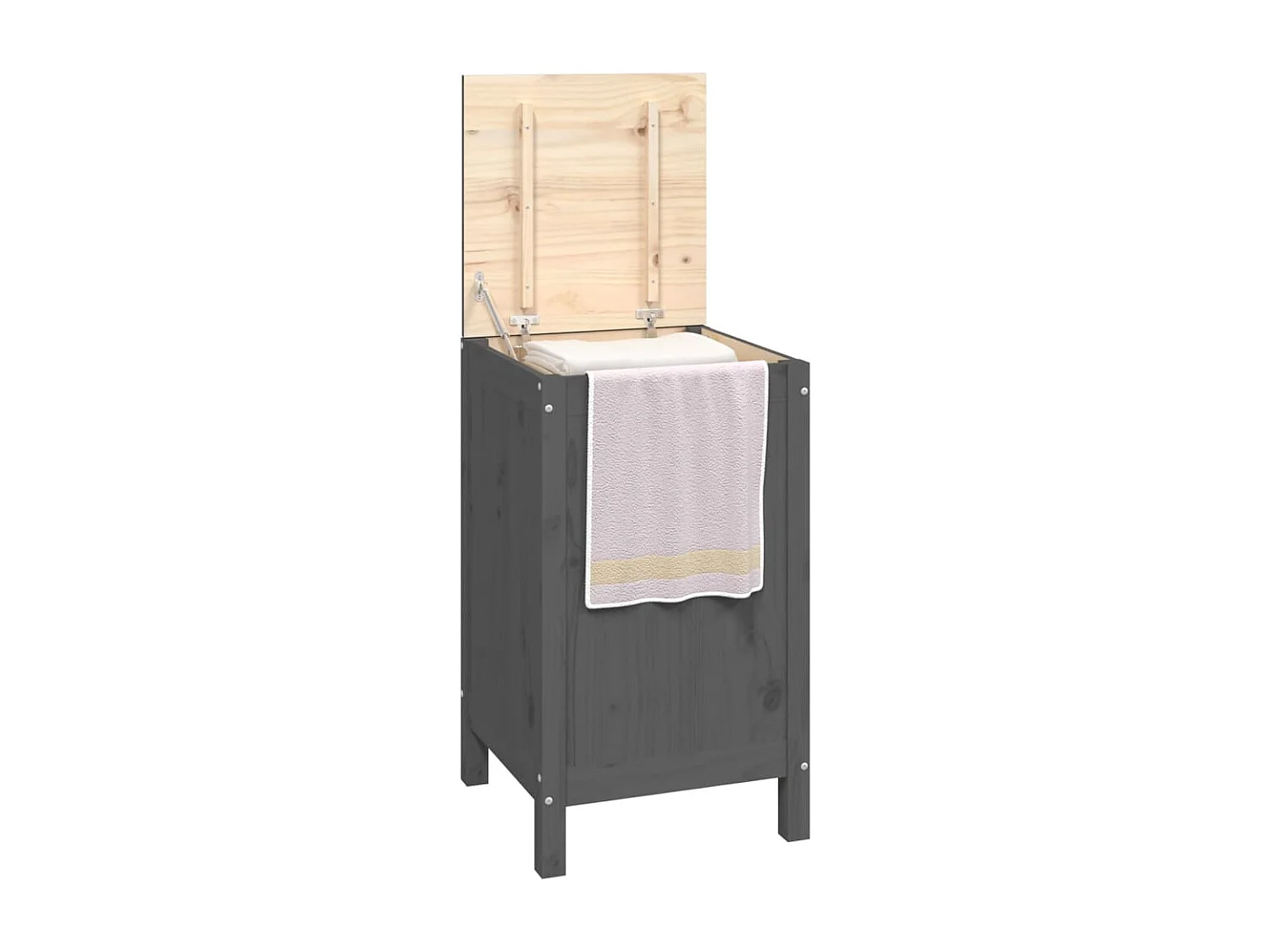 Boîte à linge Gris 44x44x76 cm Bois massif de pin