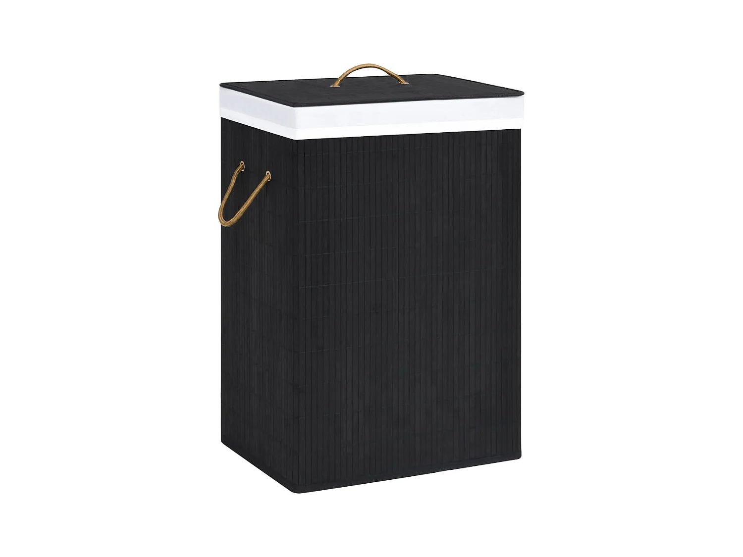 Panier à linge avec 2 sections bambou noir 72 L