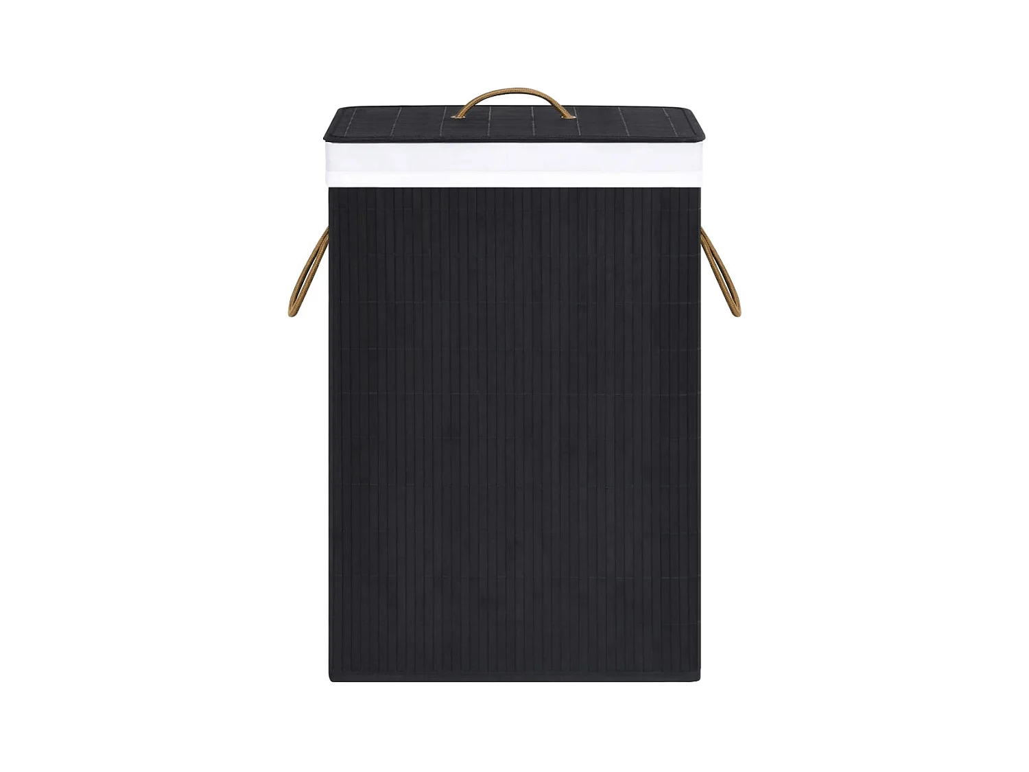 Panier à linge avec 2 sections bambou noir 72 L