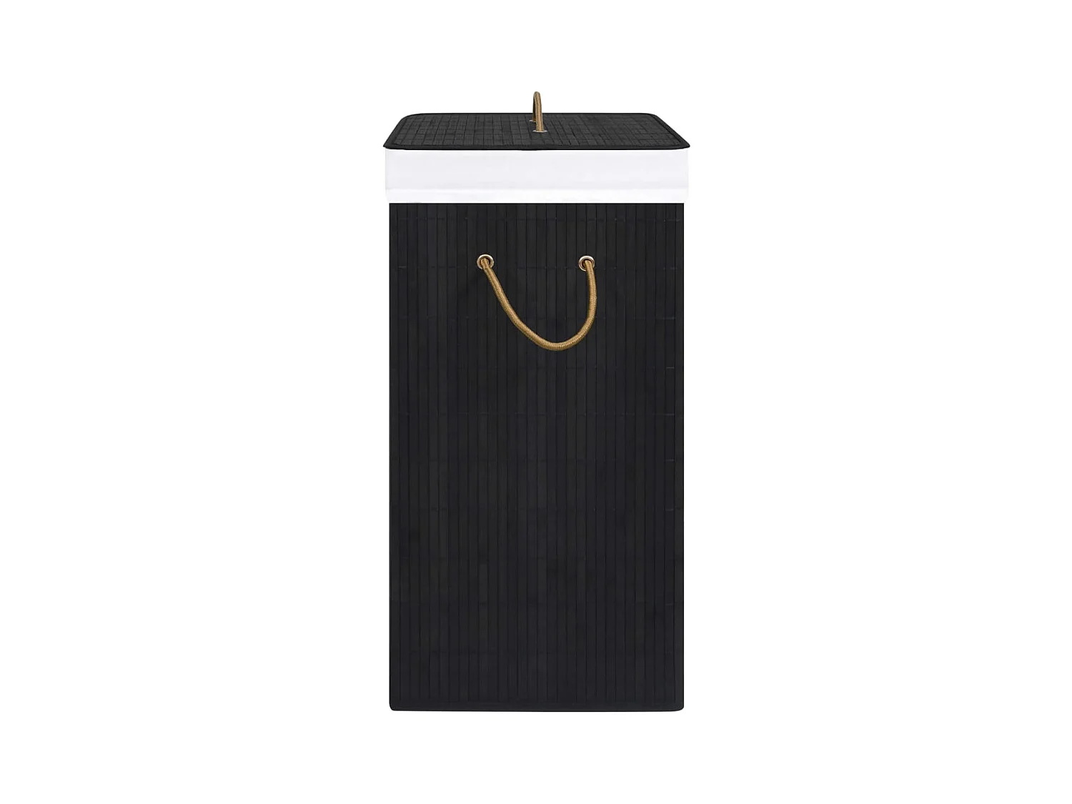 Panier à linge avec 2 sections bambou noir 72 L