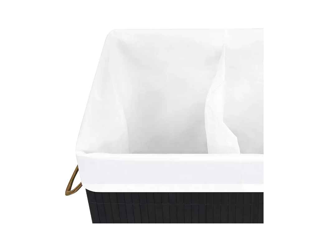 Panier à linge avec 2 sections bambou noir 72 L