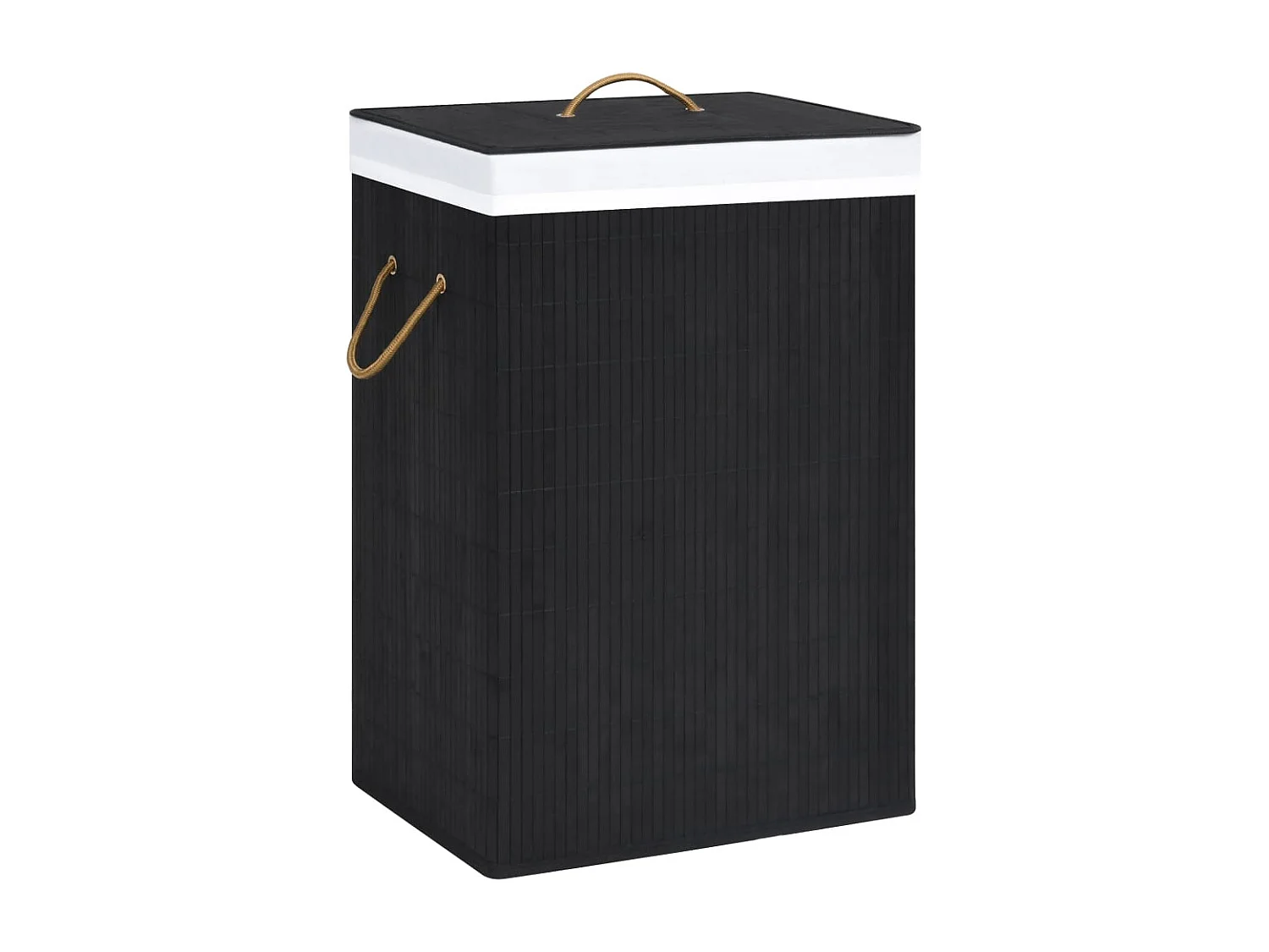 Panier à linge avec 2 sections bambou noir 72 L