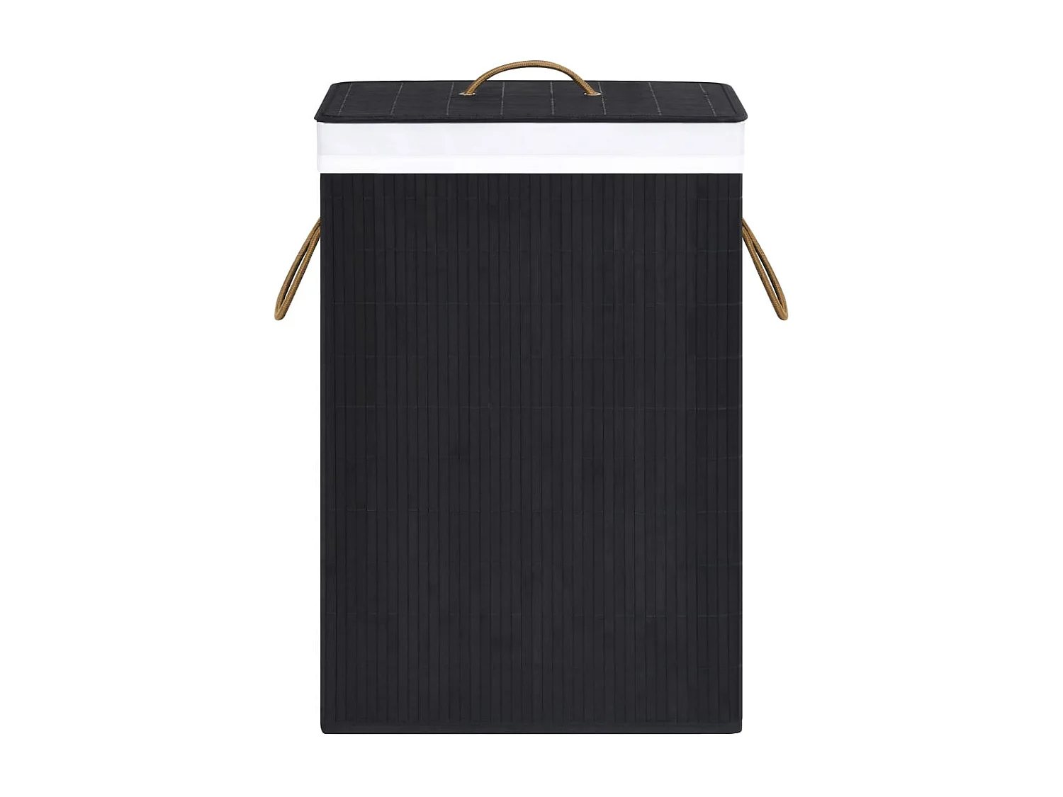 Panier à linge avec 2 sections bambou noir 72 L