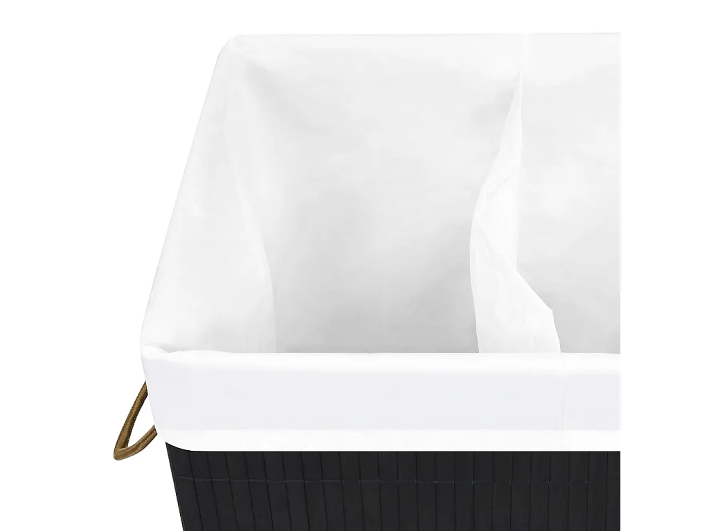 Panier à linge avec 2 sections bambou noir 72 L