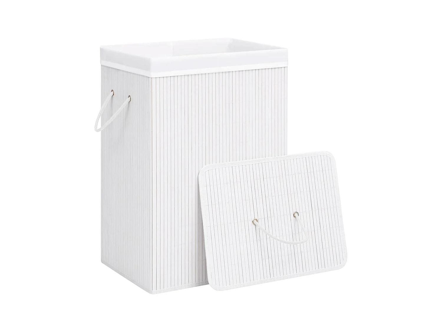 Panier à linge avec une seule section bambou blanc