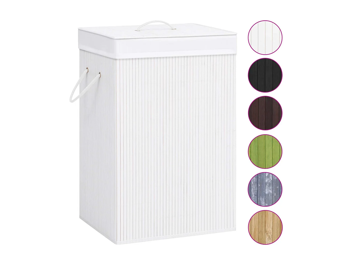 Panier à linge avec une seule section bambou blanc