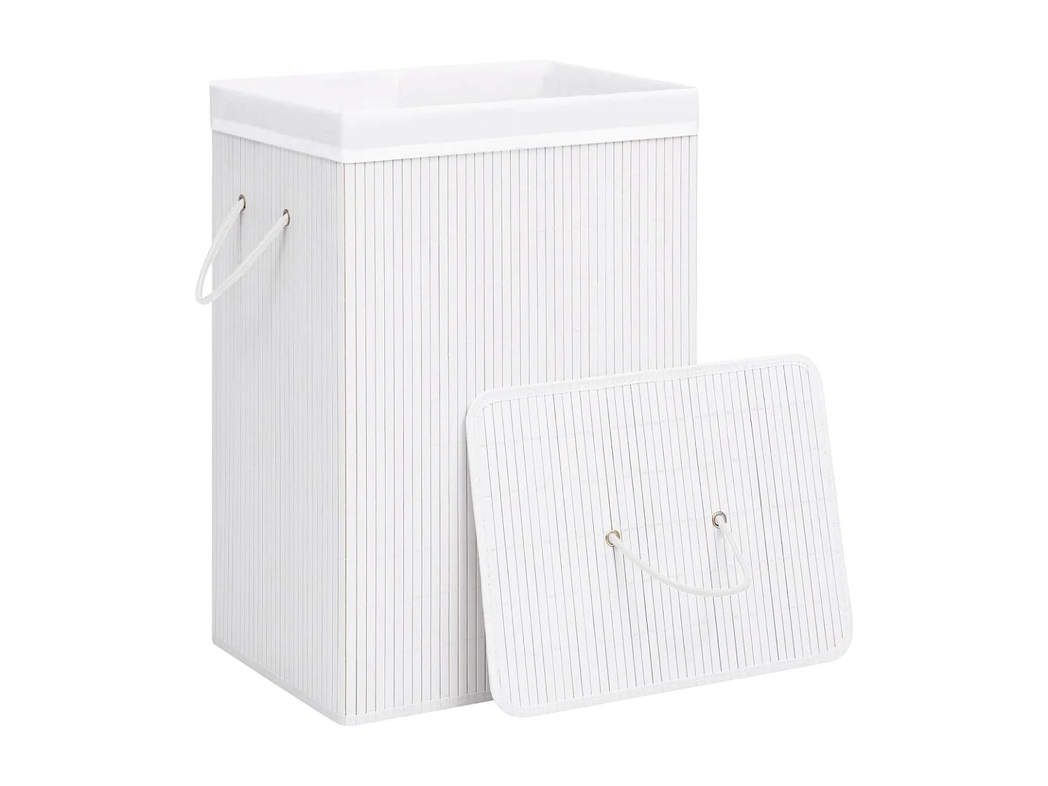Panier à linge avec une seule section bambou blanc