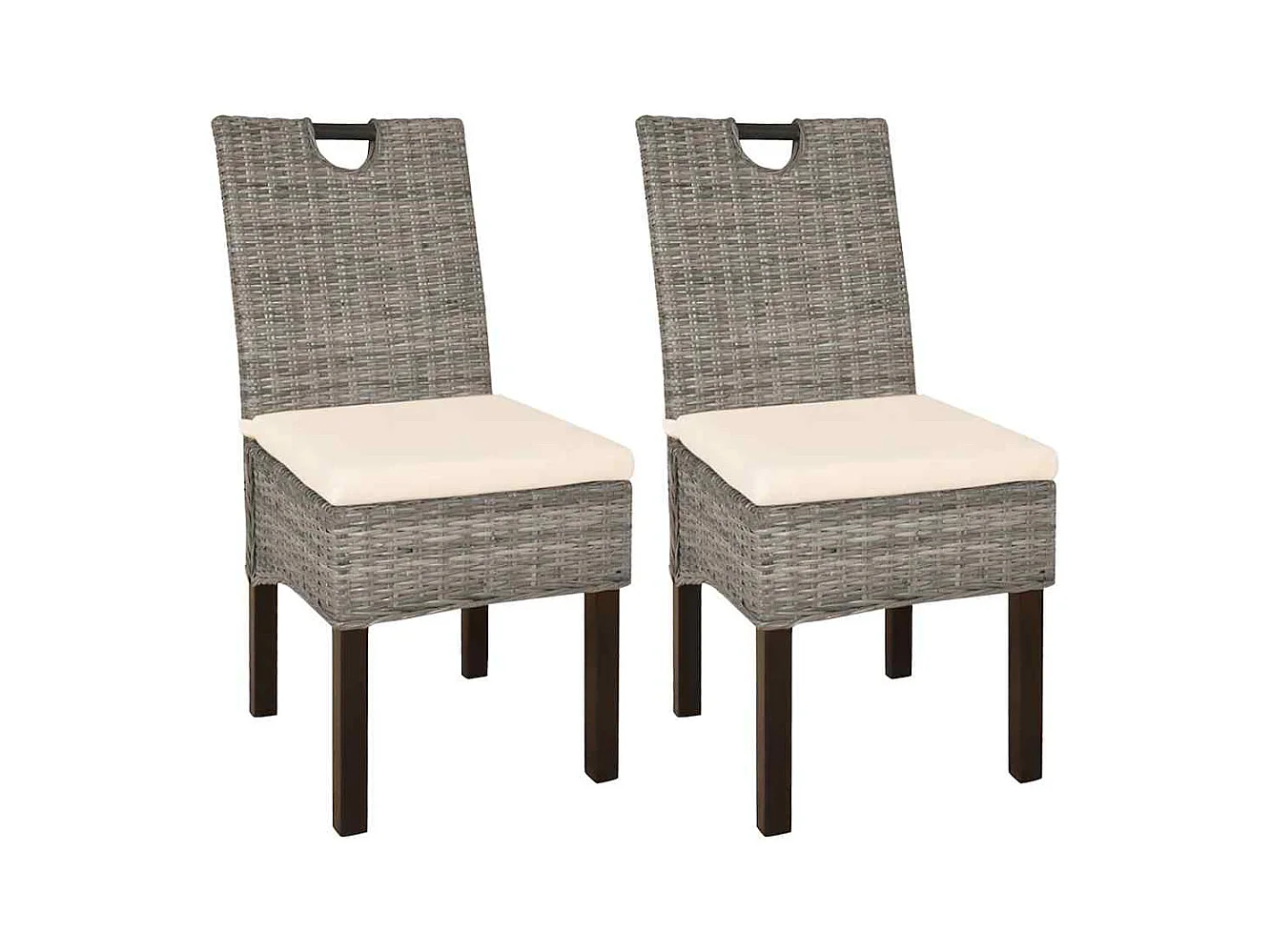 Chaises à manger lot de 2 rotin Kubu bois de manguier