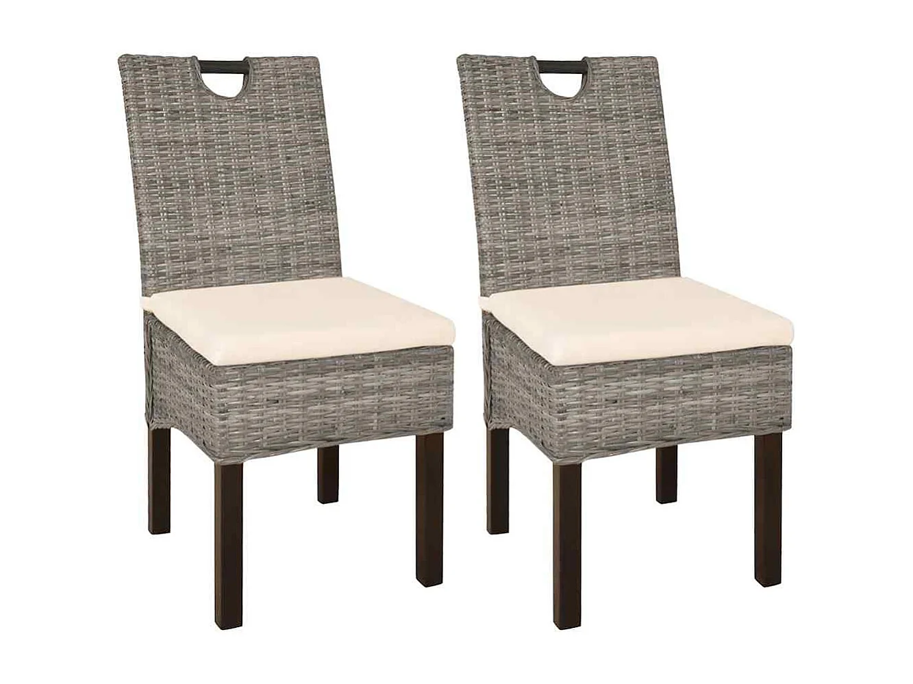 Chaises à manger lot de 2 rotin Kubu bois de manguier