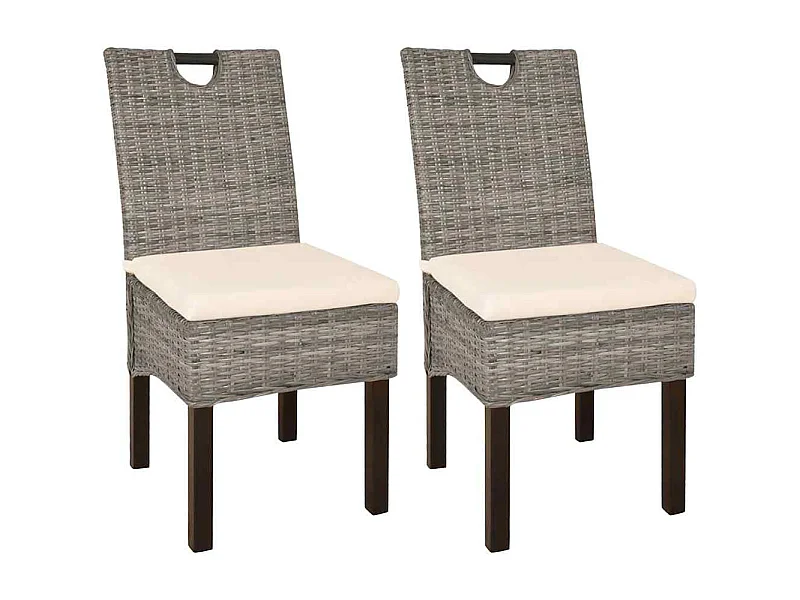 Chaises à manger lot de 2 rotin Kubu bois de manguier