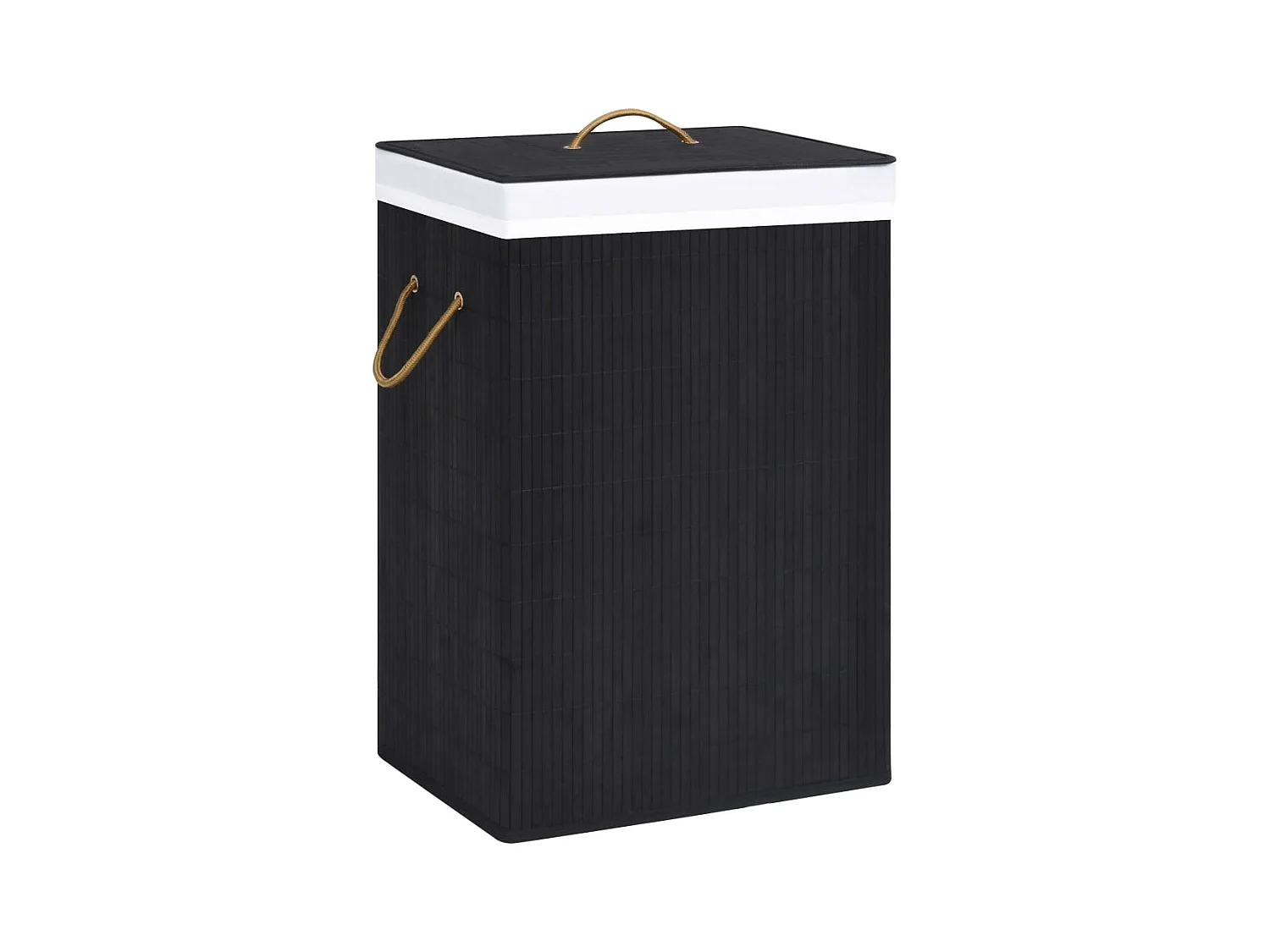 Zwarte bamboe wasmand met één sectie