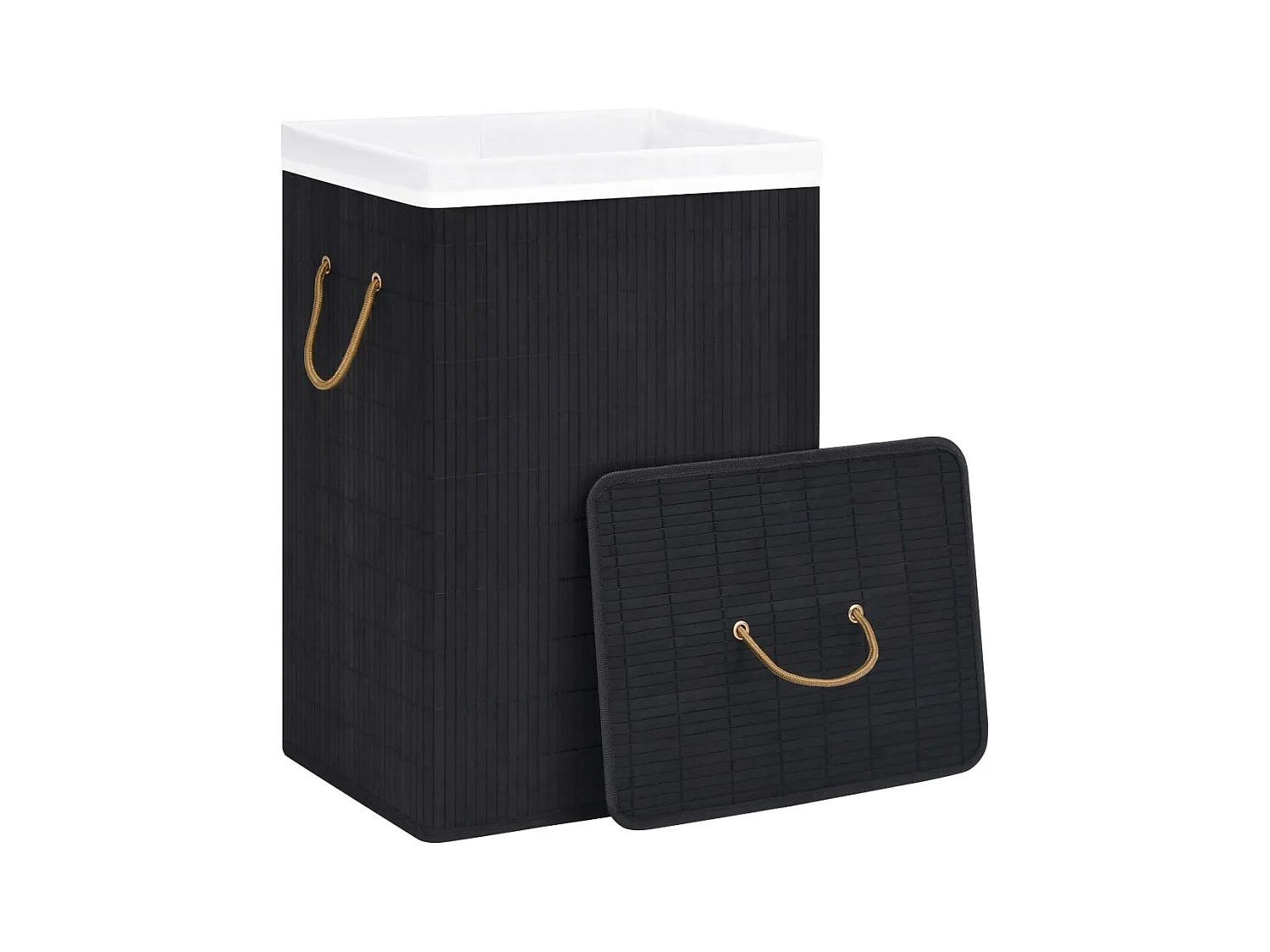 Panier à linge avec une seule section bambou noir