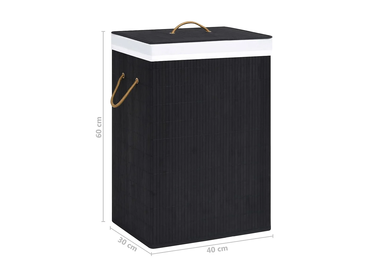 Panier à linge avec une seule section bambou noir