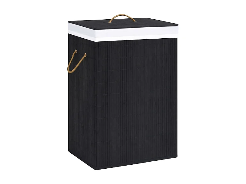 Panier à linge avec une seule section bambou noir
