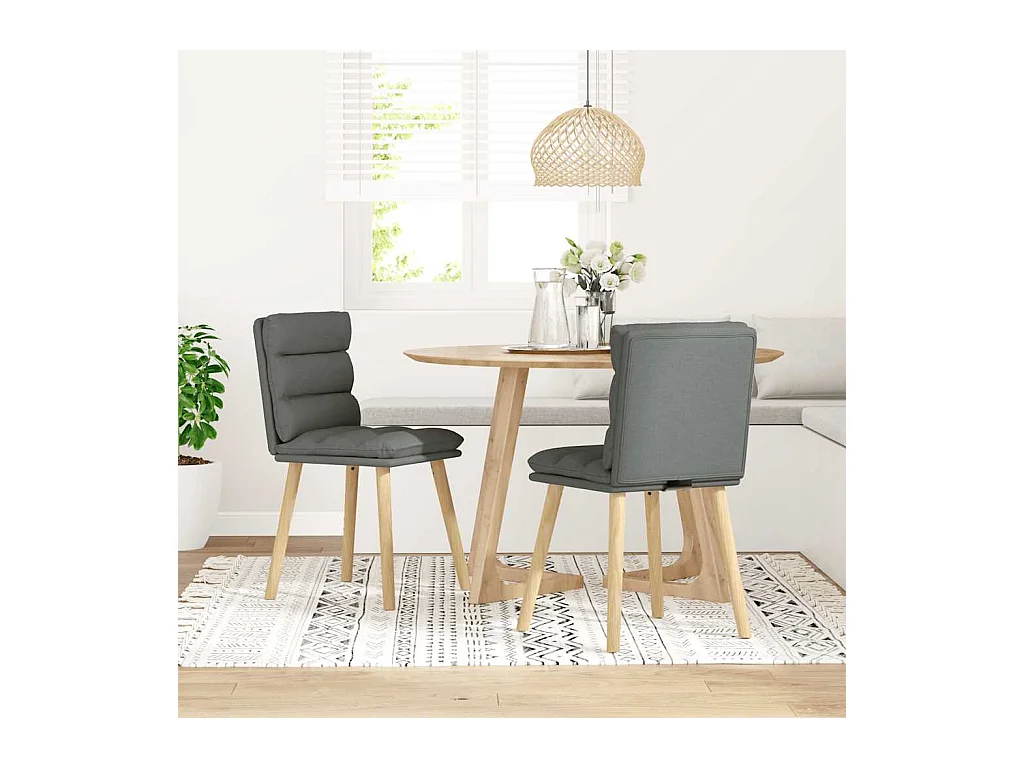Set di 2 sedie da pranzo in tessuto grigio scuro