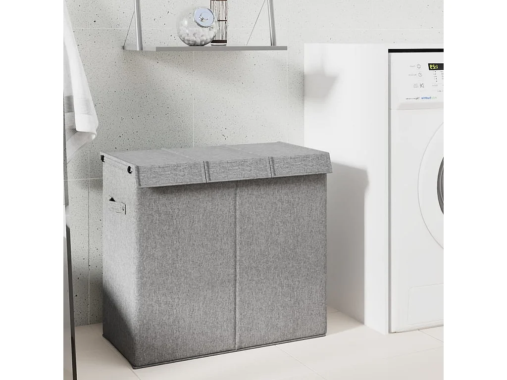 Panier à linge pliable Gris 64,5x34,5x59 cm Tissu en faux lin