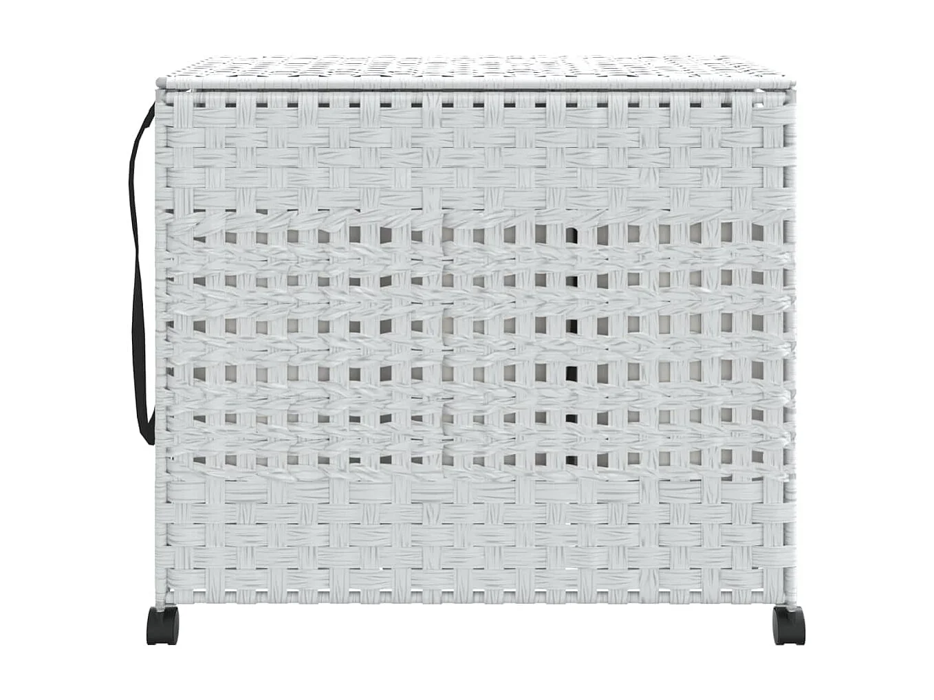 Panier à linge avec roulettes blanc 66x35x60 cm résine tressée